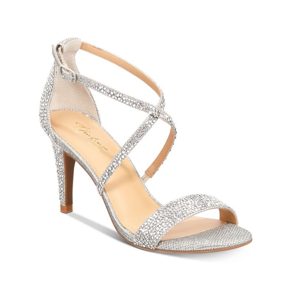 NWT THALIA SODI Womens Silver Darria Round Toe Stiletto Sandals Shoes 9 M